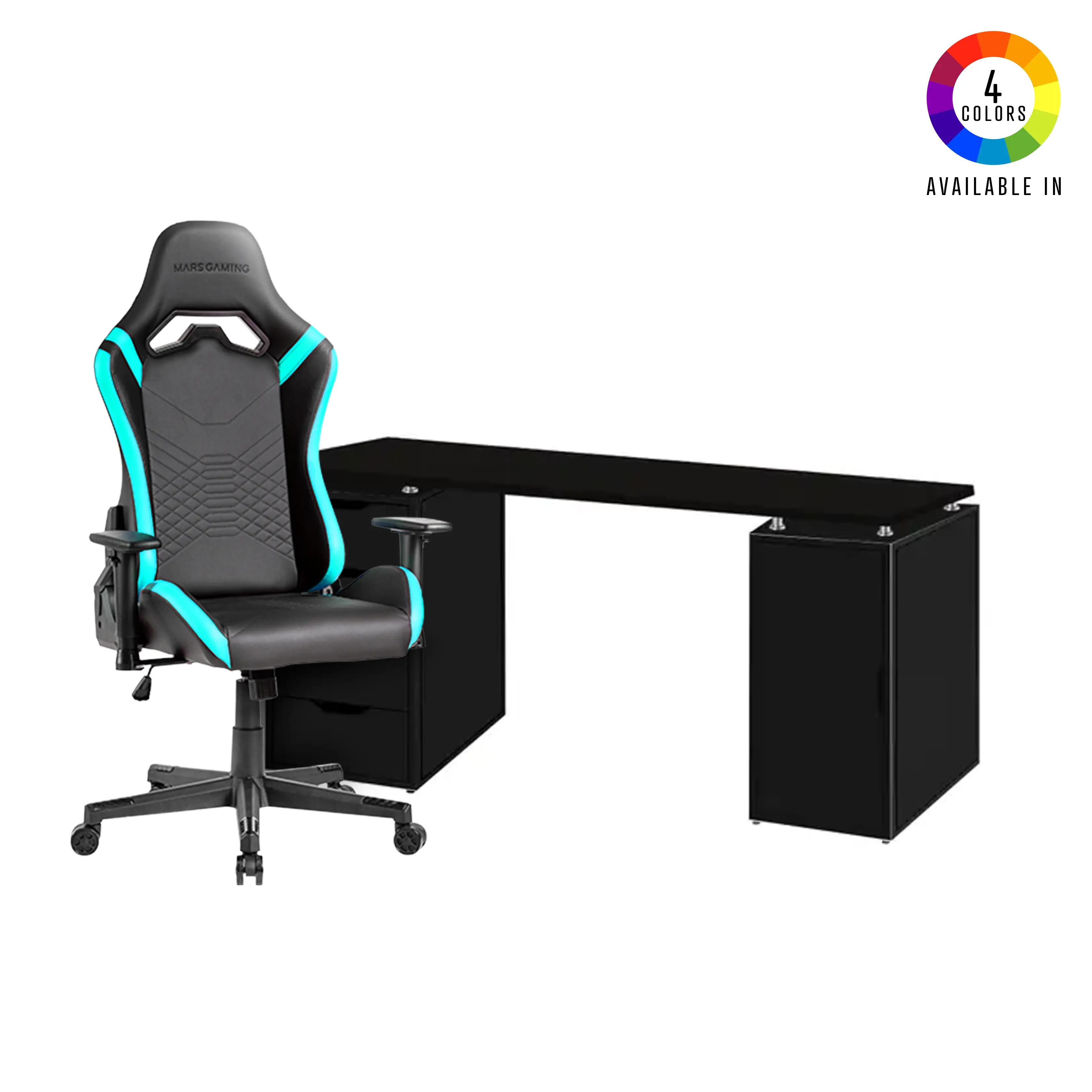 Pack Bureau Pc V2 [180x70] X Chaise GAMING MARS GAMING PRO Cyan