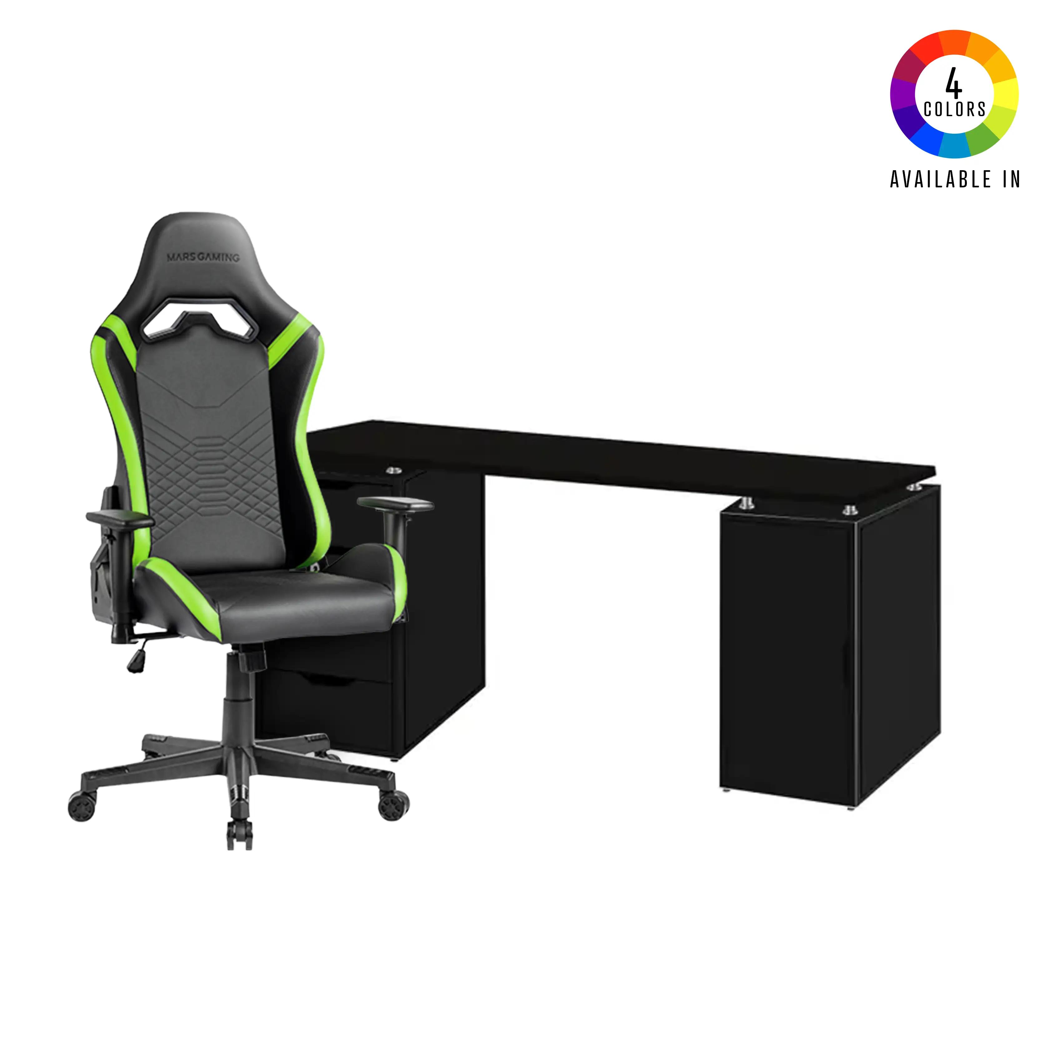Pack Bureau Pc V2 [180x70] X Chaise GAMING MARS GAMING PRO VERT